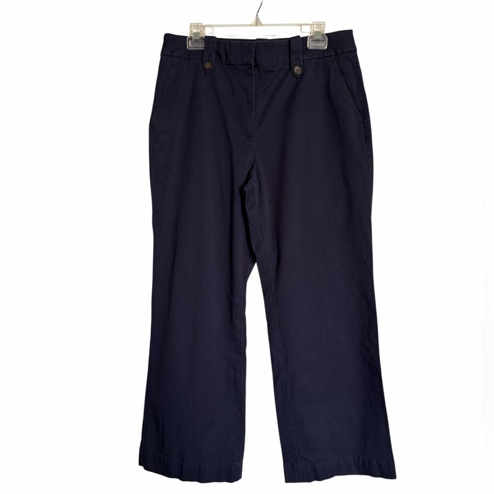 Talbots navy blue‎ wide leg pants size 8 classic casual nautical capsule pockets